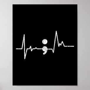 Heartslag Semicolon Suicide Prevention Awareness G Poster