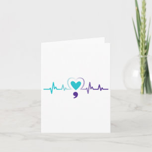 Heartslag Semicolon Suicide Prevention Mental Awar Kort