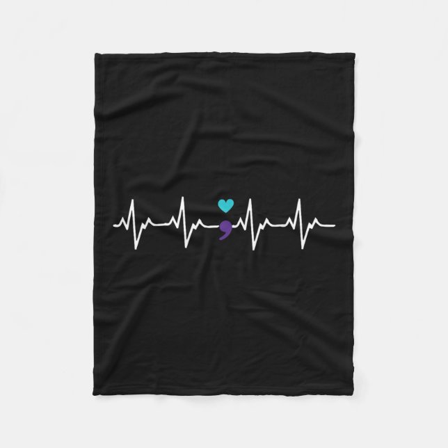 Heartslag Semiolon Gift Suicide Prevention Awaren Fleecefilt (Framsidan)