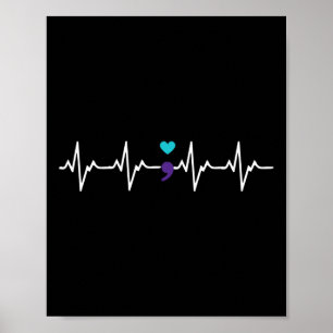Heartslag Semiolon Gift Suicide Prevention Awaren Poster