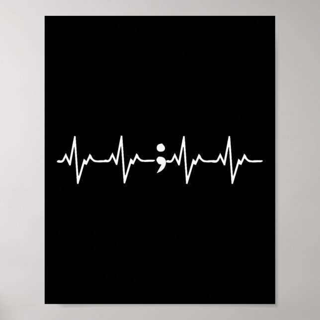 Heartslag Semiolon Gift Suicide Prevention Awaren Poster (Framsidan)