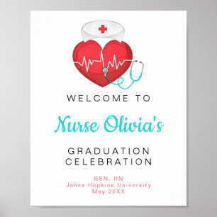 Heartslag Stethoscope Nurse Studenten Välkommen Poster