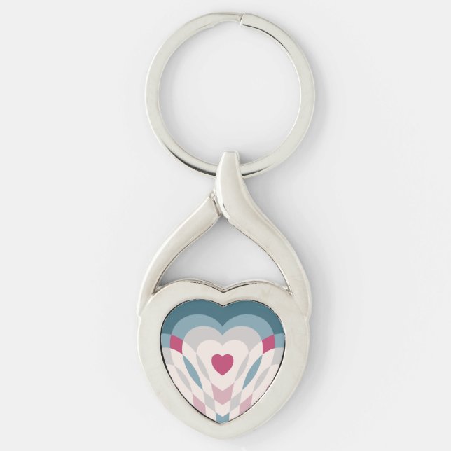 Heartslag Twisted Heart Silverfärgad Nyckelring (Framsidan)