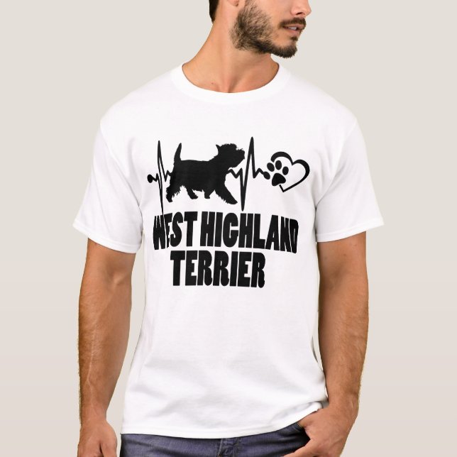 Heartslag - Väster Highland Terrier Hund Best Frie T Shirt (Framsida)