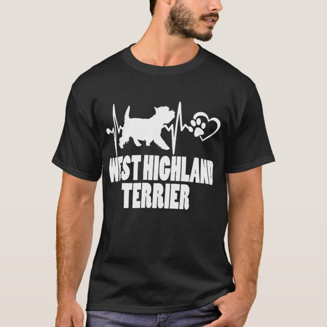 Heartslag - Väster Highland Terrier Hund Best Frie T Shirt (Framsida)