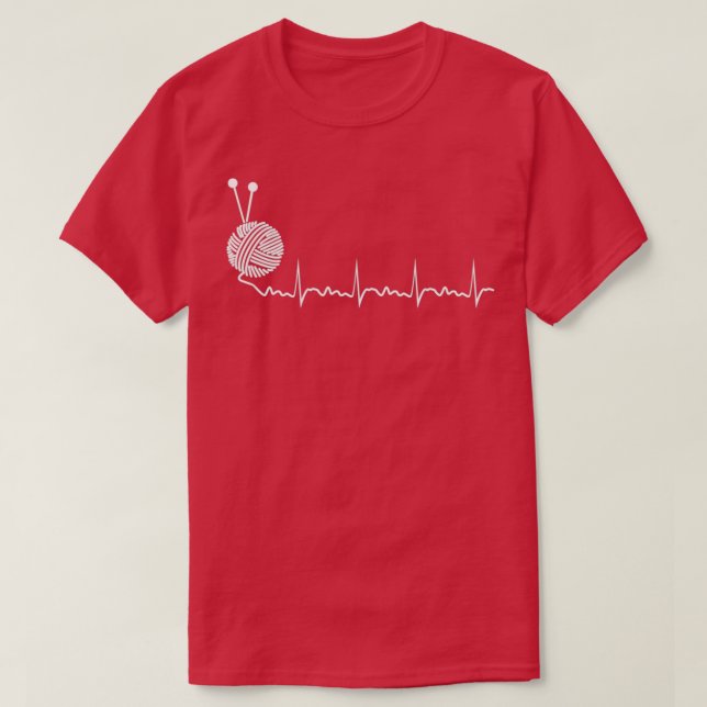 Heartslag Yarn Knitting Gift Yarn Knitter T Shirt (Design framsida)