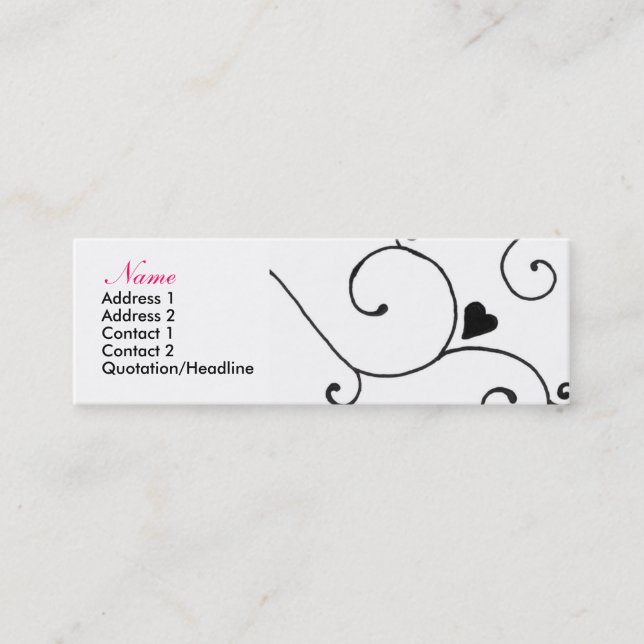 heartswirlscard mini visitkort (Framsida)