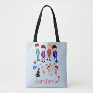 Heartthrobs Cute Retro Music Band Illustration Tygkasse