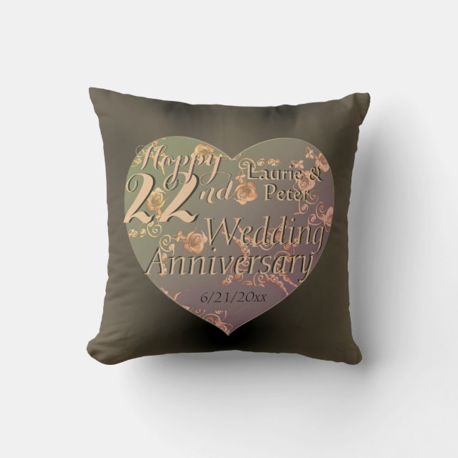 HeartThrow Pillow 22:a Bröllop-årsdagen Kudde (Framsida)