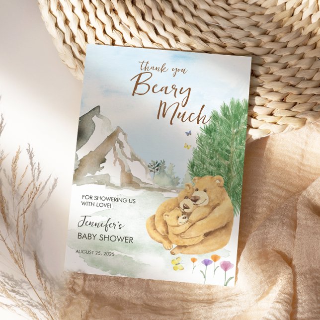 Heartwarming Beige Mountain Bear Family Beary Much Tack Kort (Skapare uppladdad)
