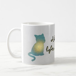 Heartwarming Cat Silhouette med glowing Heart Mugg