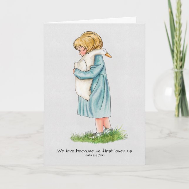 Heartwarming Little Girl, Bible verse, Handmade Helgkort (Framsida)