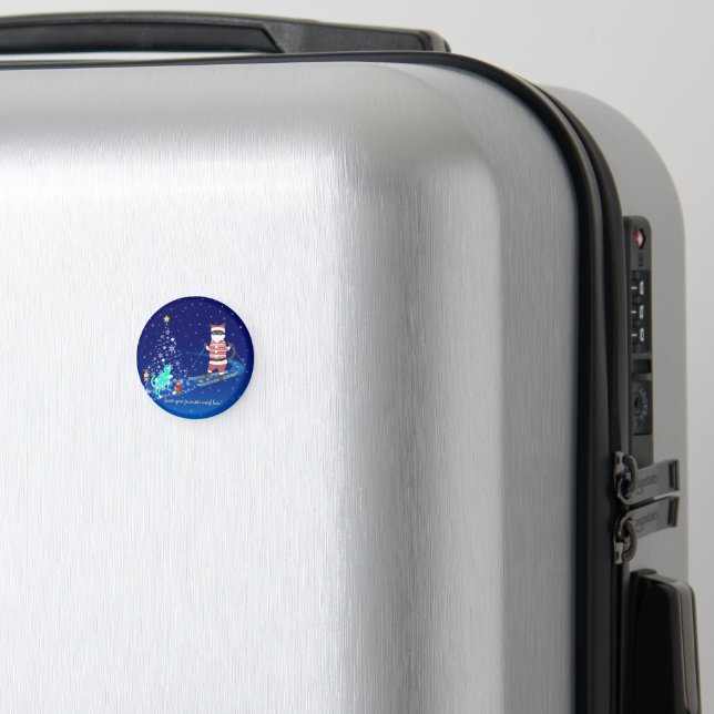 Heartwarming Natt: Santa och Stray Cat Magnet (In Situ (Luggage))