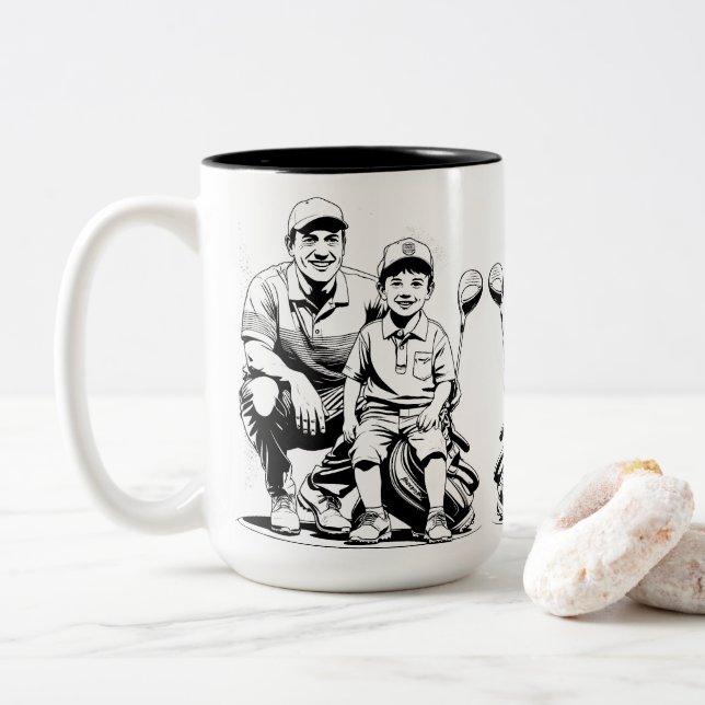 Heartwarming Pappa & Son Golf Moment på fars dag Två-Tonad Mugg (Med munk)