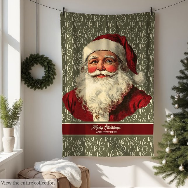 Heartwarming Retro Santa Blanket för julglädjen Fleecefilt (Heartwarming Retro Santa Blanket for Christmas Joy)