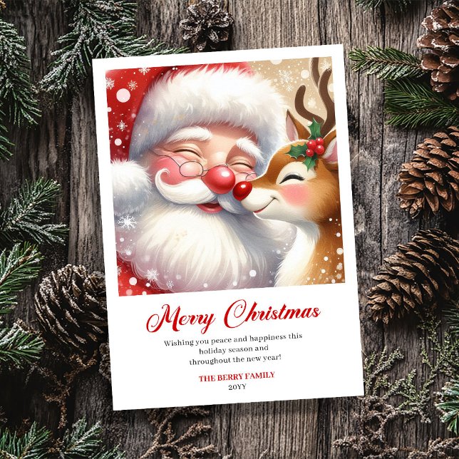 Heartwarming Santa And Rudolph Christmas Greeting  Julkort (Heartwarming Santa And Rudolph Christmas Greeting Card)