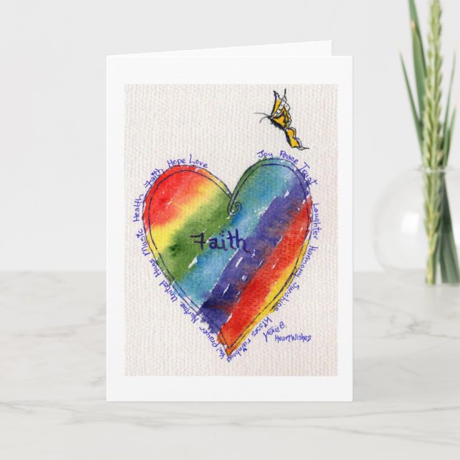 Heartwishes med den gula fjärilen kort (Framsida)