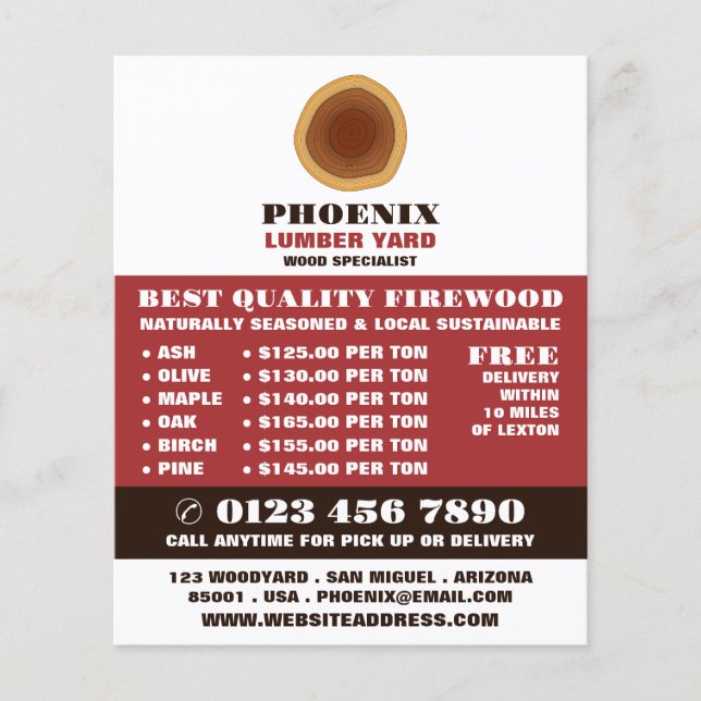 Heartwood-Logotyp, Lumber/Timber/Wood Yard Advert Flygblad (Framsidan)