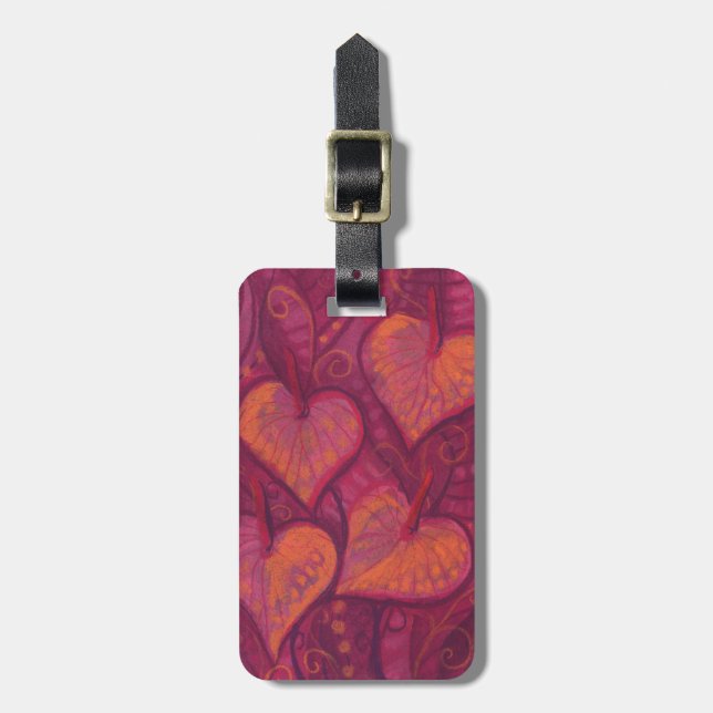 Hearty Flowers, blommigtens hjärtan, rosa, rött oc Bagagebricka (Vertikal Framsida)