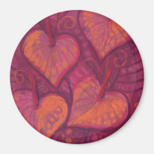 Hearty Flowers, blommigtens hjärtan, rosa, rött oc Magnet