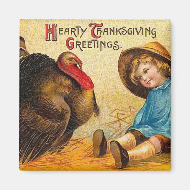 Hearty Thanksgiving Hälsning Magnet (Framsidan)