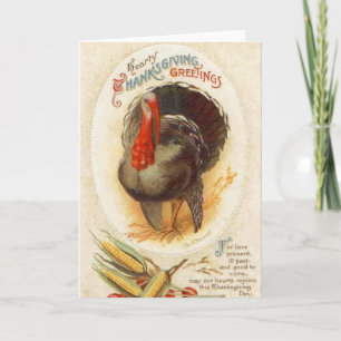Hearty Thanksgiving Hälsning Vintage Greeting Card Helgkort