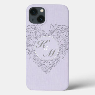 HeartyChic Lavender Linen Damask-hjärta