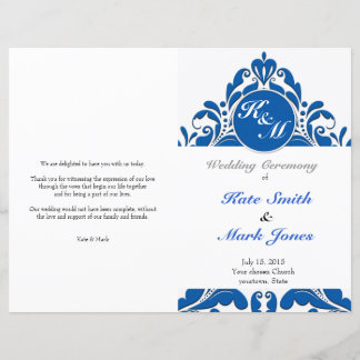 HeartyParty Blue & white Damask Heart