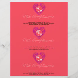 HeartyParty Raspberry and Magenta Damask Heart Brevhuvud