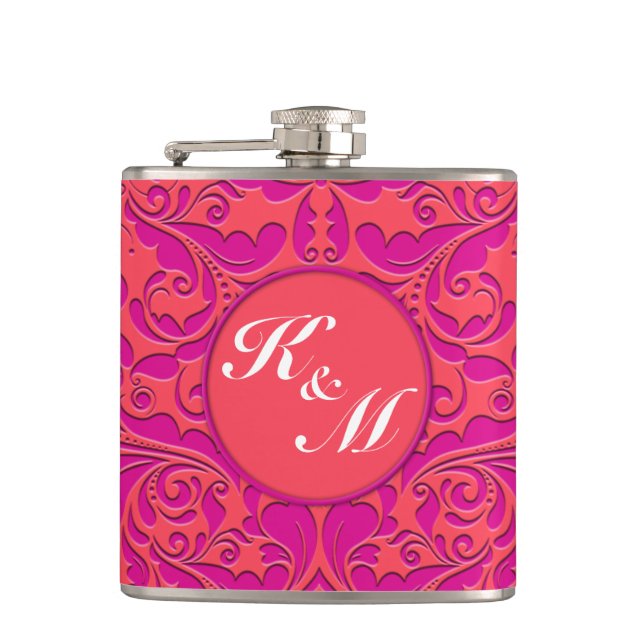 HeartyParty Raspberry and Magenta Damask Heart Fickplunta (Framsidan)