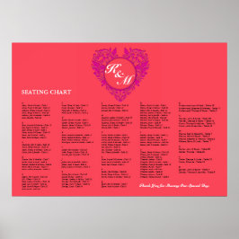 HeartyParty Raspberry and Magenta Damask Heart Poster