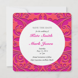 HeartyParty Raspberry and Magenta Damask Heart Spara Datumet