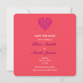 HeartyParty Raspberry and Magenta Damask Heart Spara Datumet
