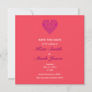 HeartyParty Raspberry and Magenta Damask Heart Spara Datumet
