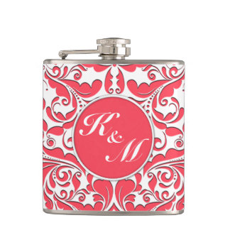 HeartyParty Raspberry Red and White Damask Heart Fickplunta