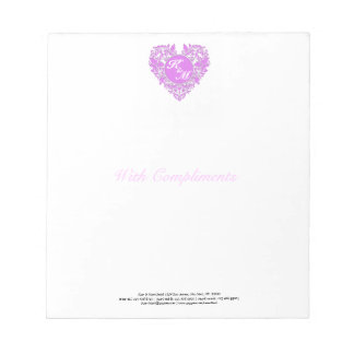 HeartyParty Rosa and White Damask Heart Anteckningsblock