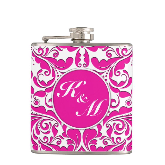 HeartyParty Rosa Magenta and White Damask Heart Fickplunta (Framsidan)