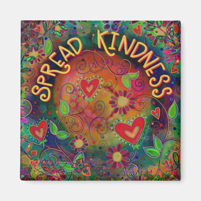 Hearwers Flowers Spread Kindness Inspiritivity Magnet (Framsidan)