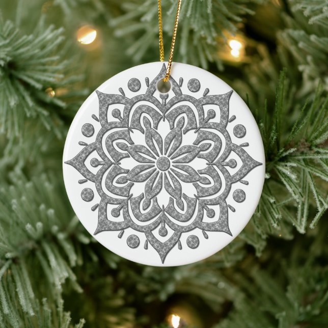 Heasted-Grått och White Lotus Snowflake Ornament (Träd)