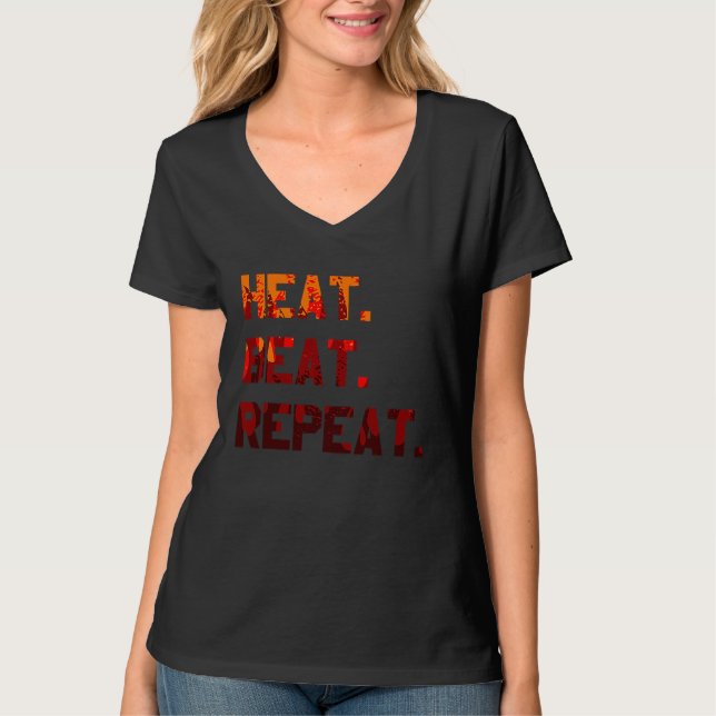 Heat Beat Repeat Blacksmith Anvil Bladesmith Forge T Shirt (Framsida)