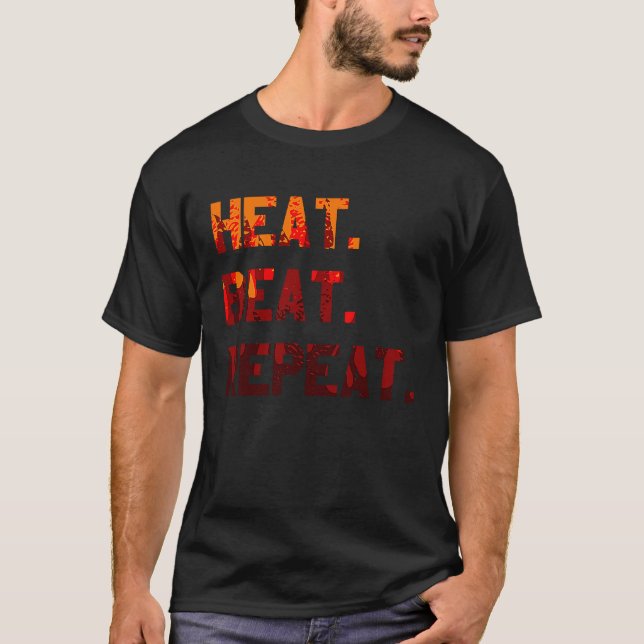 Heat Beat Repeat Blacksmith Anvil Bladesmith Forge T Shirt (Framsida)