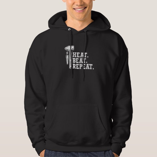 Heat Beat Repeat Blacksmith Forge Metalsmith Hoodie (Framsida)