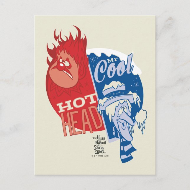 Heat Miser Hot Head & Snow Miser Mr. Cool Helg Vykort (Framsida)