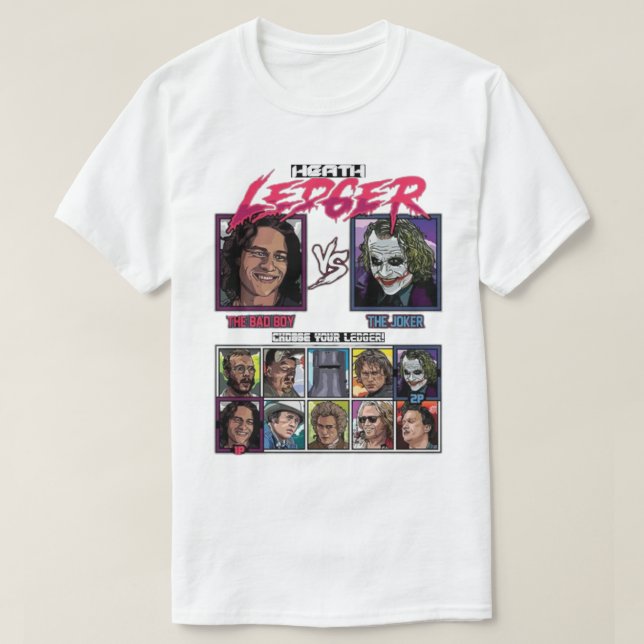 Heath Ledger Karaktärsval Retro Spel Grid T Shirt (Design framsida)
