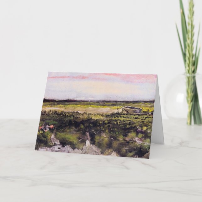 Heath med en Wheelbarrow av Vincent van Gogh Kort (Framsida)