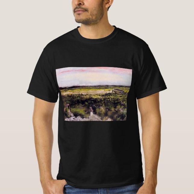 Heath med en Wheelbarrow av Vincent van Gogh T Shirt (Framsida)