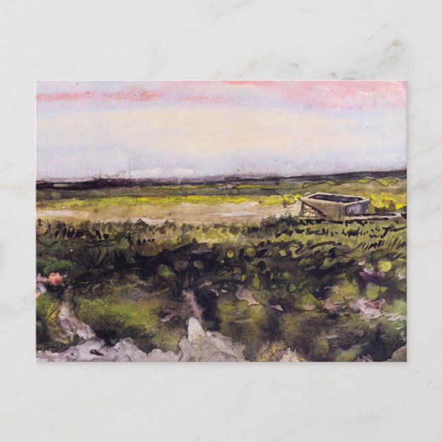 Heath med en Wheelbarrow av Vincent van Gogh Vykort (Framsida)