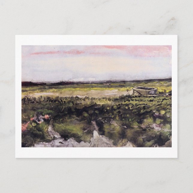 Heath med en Wheelbarrow Vincent van Gogh Vykort (Framsida)