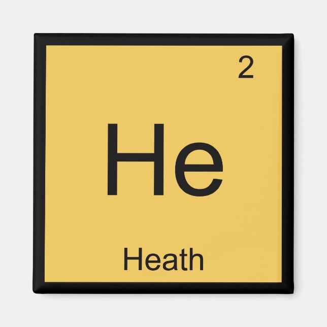 Heath  Namn Kemi Element Periodiska Systemet Magnet (Framsidan)