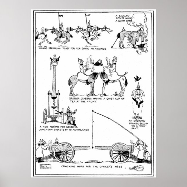 Heath Robinson Cracking Nöt Världskrig I Tecknad F Poster (Framsidan)
